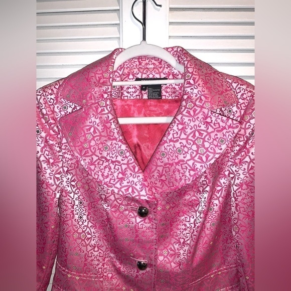 Etcetera Women’s Pink Shiny Peplum Blazer Jacket Women’s size 8 - Picture 2 of 7